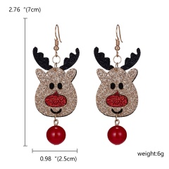 Cute Cartoon Deer Snowman Bells Santa Claus Earrings for Women Fashion Handmade Creative Christmas Gift Jewelry Female Brincos Deer