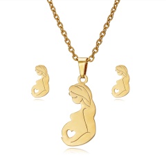 Gold Stainless Steel Necklace Set Mother
