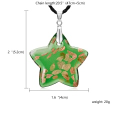 Women Fashion Colorful Star Glass Pendant Necklace Sweater Chain Jewelry Gift Green