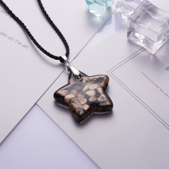 Women Fashion Colorful Star Glass Pendant Necklace Sweater Chain Jewelry Gift Brown