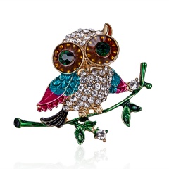 Women's Owl Alloy Trendy Crystal Rhinestone Colorful Brooch Pins Badge Gifts Owl 2
