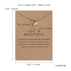 Lovely Cat Hummingbird Paper Card Necklace Women Men Jewelry Charm Gift Party Bird
