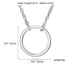 Fashion Silver Round Circle Pendant Necklace Chic Jewelry Costume Party Gift New Silver Round（No Card)）