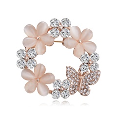 Rinhoo Fashion DIY Bouquet Brooches Flower Plant Shape Alloy Rhinestone Opal Lady Clothing Pin Brooch Wedding Jewelry Accessories #6