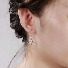 Fashion Women Jewelry Dragonfly Silver Plated Hook Drop Stud Earrings Silver