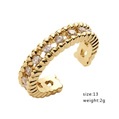 Fashion Zircon Crystal Finger Knuckle Ring Adjustable Open ring 3-Gold
