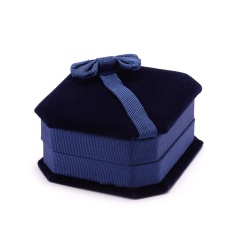 Octagonal Bowknot Jewelry Necklace Packaging Box Blue(8*7*3cm)