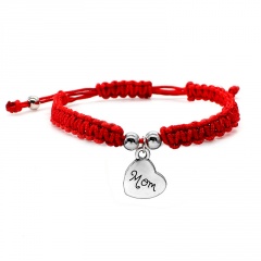 RINHOO I Love You Mom Red Thread Bracelets Lucky Jewelry For Mum Charm Bracelets Mother's Day Gift Family Bless Bracelets White K