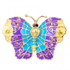 Rinhoo Fashion Colorful Rhinestone Crystal Brooch Pins Animal Butterfly Enamel Broches For Women Girls Suit Party Clothes Gift Jewelry Blue