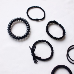 Mori Series Small Fresh 8-Piece Rope Simple Tie Hair Rubber Black