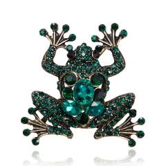 Vintage Crystal Frog Brooches for Women Green Color Animal Brooch Pin Luxury Jewelry Coat Accessories Frog