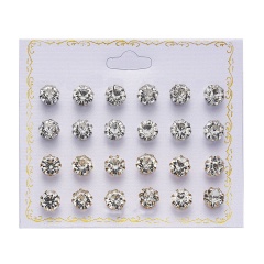 12 Pairs/Set Round Zircon Paper Card Earrings Set Style-4