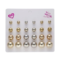 12 Pairs/Set Round Zircon Paper Card Earrings Set Style-6