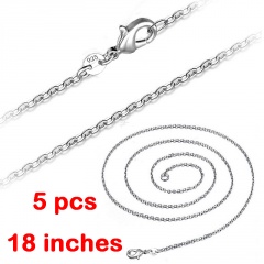 Wholesale 5Pcs 1mm Silver Circle Rolo Chain Necklace 16"-24'' Fashion luxury New 18inches
