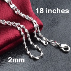 Silver Snake Chain Necklace Twist Curb Link Women Men Charm Jewelry 18inch
