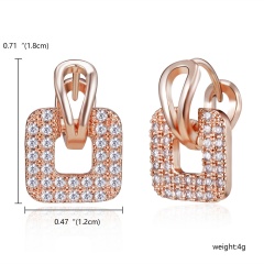 Women Fashion Square Crystal Zircon Earrings Rose Gold Rose Gold