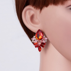 Fashion Crystal Teardrop Drop Earring for Women Girl red