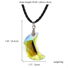 Fashion Crystal Heart Crystal Necklace Pendant Leather Jewelry Party Women Gift Transparent Moon