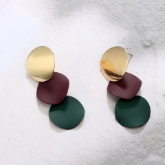 Fashion Round Geometriv Earrings Metal Circle Earrings for Women Jewelry red&green