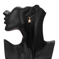 1Pair Fashion Heart Tassel Drop Dangle Charms Earrings Women Jewelry Black