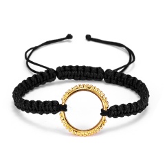 RINHOO Fashion Braided Bracelet Lettering Round Circle Charm Wrap Cord Metal Bangles Vintage Rope Jewelry Bracelets For Men Women Shared Secrets 1