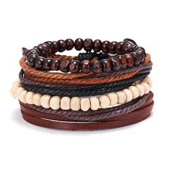 RINHOO Vintage Leather Bracelets for Men Bohemia Multilayer Beads Wrap Punk Rope Jewelry Valentine's Day Gift Bracelets Bangles Bracelet2