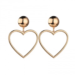 1Pair Sweet Simple Style Hollow Heart Dangle Hook Earring Jewelry Gifts Gold