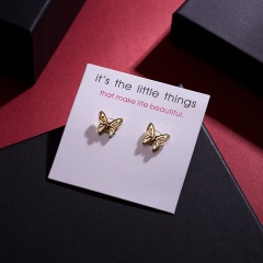 Cute Butterfly Dragonfly Animal Stud Earrings Heart Leaf Crown Charm Charms Earrings with Card butterfly