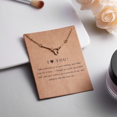 Fashion Geometric Polygon Paper Card Necklace Short Chain Women Jewelry Party I love you