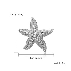 Silver Color Crystal Animal Brooch Rhinestone Alloy Owl Starfish Hedgehog Squid Clothes Pin Brooches For Women Jewelry Gifts Seastar