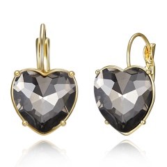 1 Pair Cute Small Crystal Heart Charms Women Girl Earrings Jewelry Black