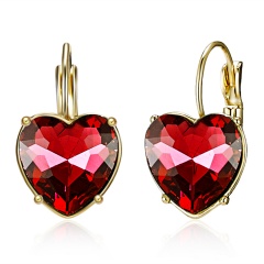 1 Pair Cute Crystal Heart Charms Women Girl Earrings Clip Jewelry red