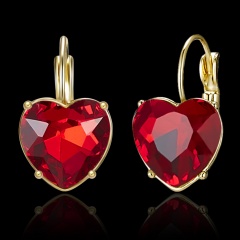 1 Pair Charm Heart Crystal Earrings for Women Girl Jewelry Gift red