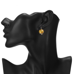 Trendy Geometric Circle Crystal Earrings Round Ear Clip Women Girl Jewelry yellow