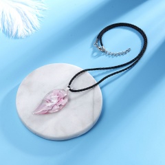 New Fashion Gold Foil Heart Flower Lampwork Glass Pendant Necklace Women Jewelry Pink
