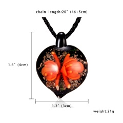 New Lampwork Glass Heart Drop Inside Pendant Necklace Women Jewelry Gifts Red