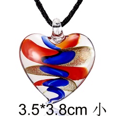 Fashion Glass Murano Lampwork Pendant Necklace Heart Flower Women Jewelry Gift Red Blue