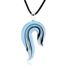 Fashion Geometric Lampwork Glass Murano Pendant Necklace Blue