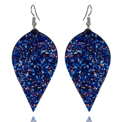Fashion Multicolor Bohemian PU Leather Earrings Leaf Dangle Earrings Femme Party Jewelry dark blue