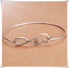 Silver Infinite Love Bangle Fashion Simple Cheap Handmade Bracelet Jewelry Infinite Love