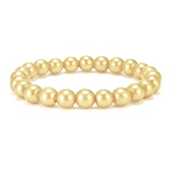 7mm Colorful Imitation Pearl Beads Elastic Bracelet Yellow