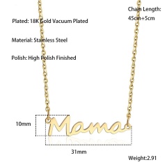 Mama Mother's Day Stainless Steel Alphabet Letter Pendant Necklace Gold
