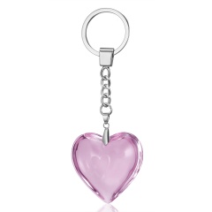 Peach Printing Heart Star Crystal Keychain Heart