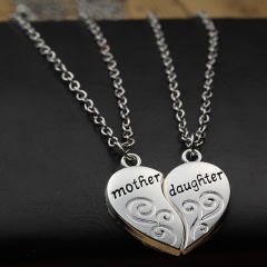 Mother Daughter Love Stitching Necklace Gift Silver