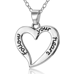 Hollow Heart Lettering Pendant Necklace Heart