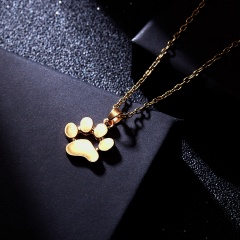 Lovely Love Heart Cat Paw Pendant Necklace Women Jewellery Wedding Gift Party Gold