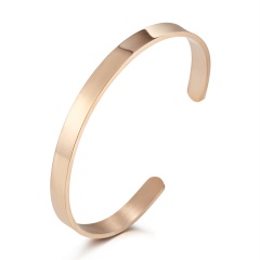 Stainless Steel Smooth Open Rose Gold Bracelet 6.2 cm Diameter 0.5 cm Wide