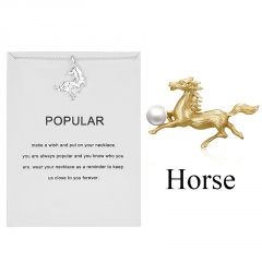 12 zodiac paper card necklace horse