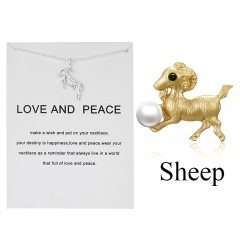 12 zodiac paper card necklace sheep