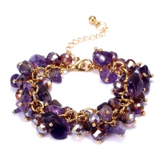 RINHOO Charm Bracelets & Bangles With Natural Stones Gold Color Bracelet Femme for Women Jewelry Personalized Purple Bracelet Purple